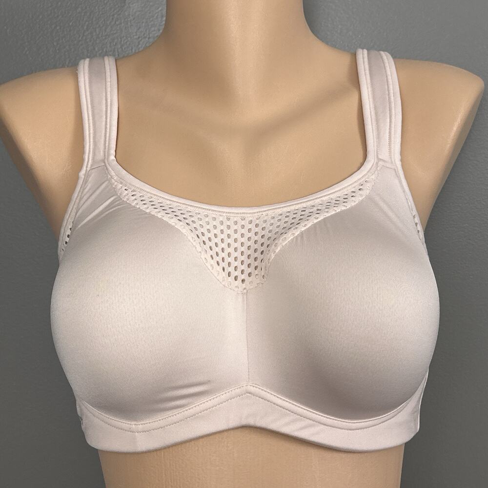 Essential Bodywear Size 32E Sports Bra Light Pink Underwire High Impact 6115